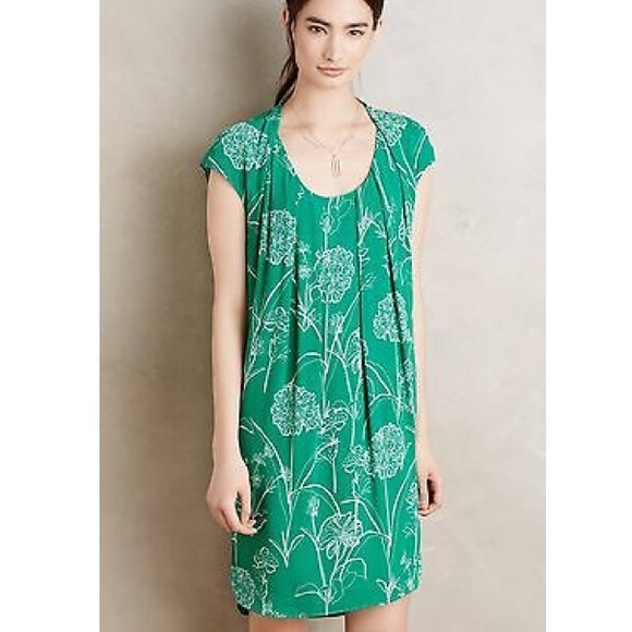 green and white floral dress